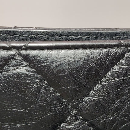 Chanel 2.55 Black Shiny Calfskin leather Tote Bag