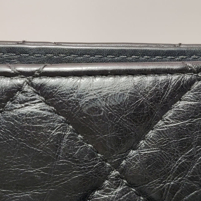 Chanel 2.55 Black Shiny Calfskin leather Tote Bag