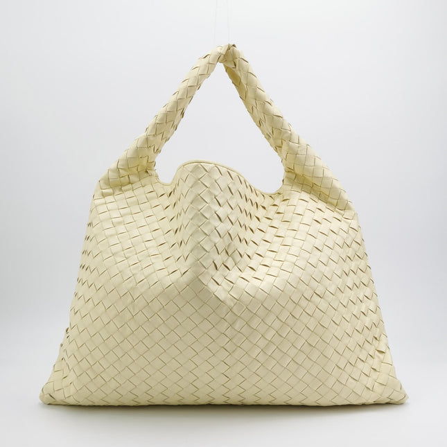 Bottega Veneta Hop Large Leather Pale Cream Yellow Hobo Bag