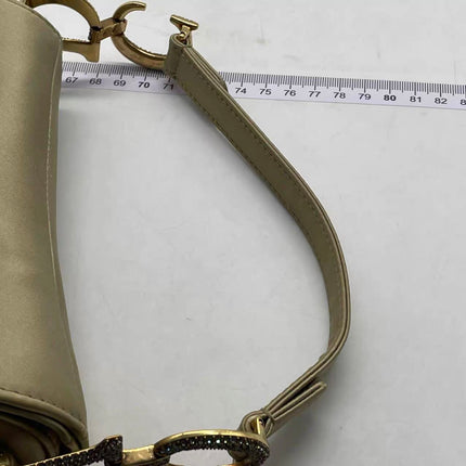 Dior Saddle Mini Silk Handbag Light Gold with Crystals