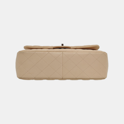 Chanel Classic Flap Jumbo Beige Lambskin Leather Single Flap with Silver Hardware