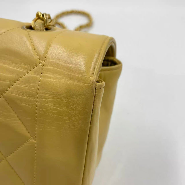Chanel Diana CC Flap Bag Small Vintage Yellow Lambskin Leather with 24k Gold HW, 1991-1994