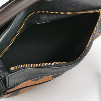 Loewe Puzzle Medium Polka Dots Brown Black Leather