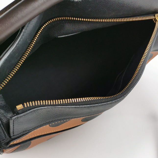 Loewe Puzzle Medium Polka Dots Brown Black Leather