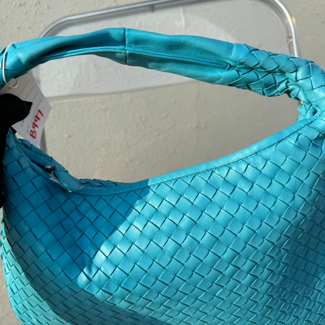 Bottega Veneta Veneta Hobo Medium Light Blue Intrecciato Leather Bag 40cm