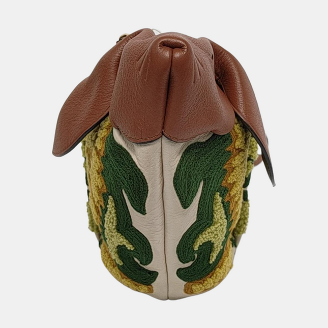 Loewe x William De Morgan Bunny Rabbit Floral Embroidered Brown Yellow Multicolor Crossbody Bag