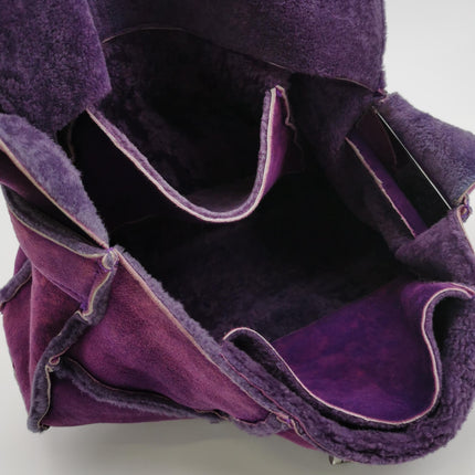 Chanel 2.55 Flap Vintage Chocolate Bar Purple Suede Crossbody Messenger Bag