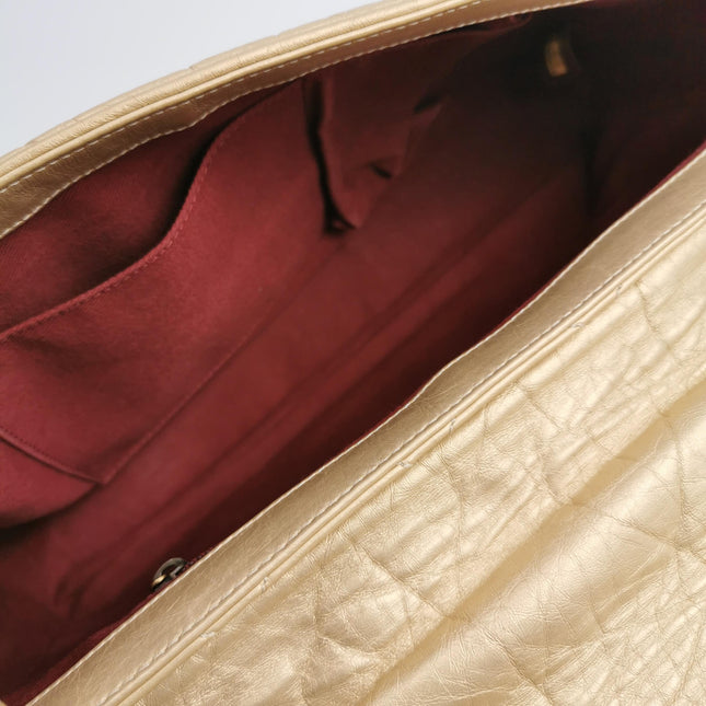 Chanel Paris Bombay Pondicherry Flap Bag Quilted Large Gold Shiny Calfskin Leather