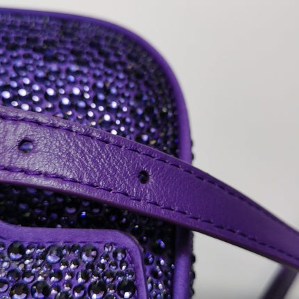 Versace La Medusa Mini Crystal Embellished Top Handle Bag in Purple