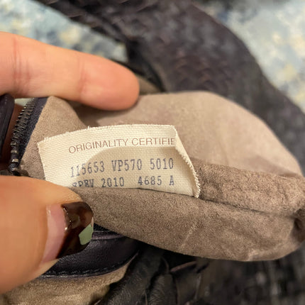 Bottega Veneta Veneta Hobo Midnight Dark Navy Intrecciato Leather Bag 40cm