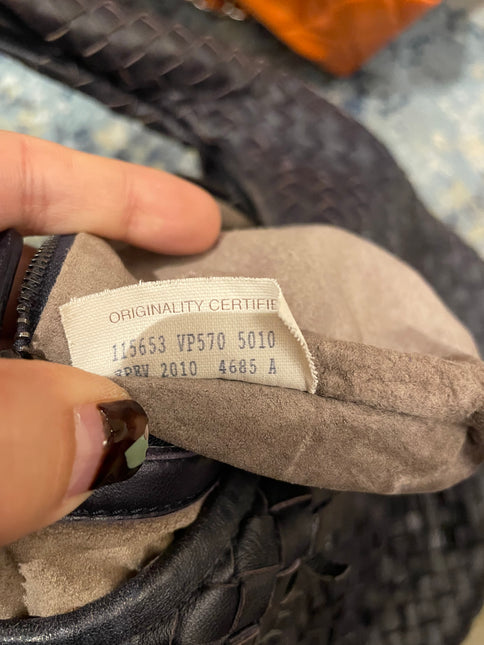 Bottega Veneta Veneta Hobo Midnight Dark Navy Intrecciato Leather Bag 40cm