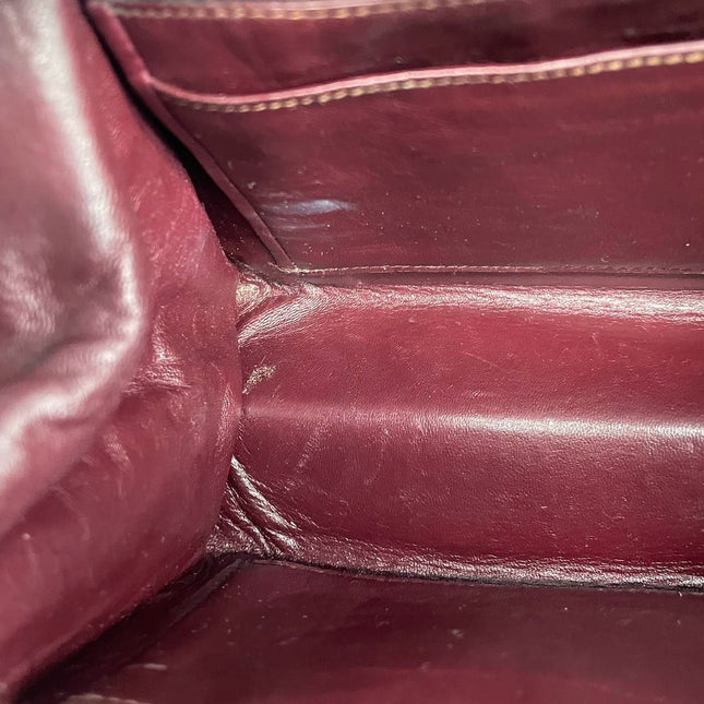 Gucci Vintage Burgundy Alligator Leather Blue Lapis Lazuli Stone Gold-tone Hardware Handbag