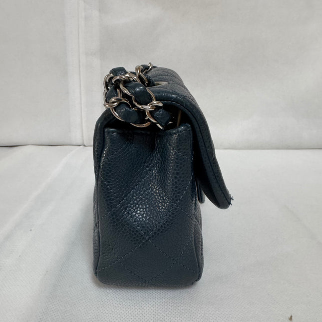 Chanel Classic Flap Rectangular Mini Navy Caviar Leather Silver Hardware 2015-16