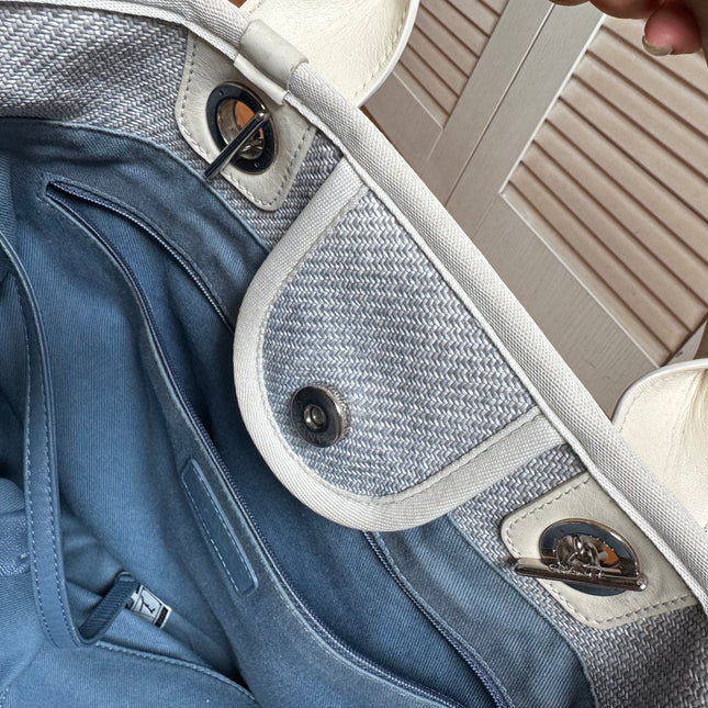 Chanel Deauville Tote Medium Light Blue Grey Denim Top Handle 2013-2014