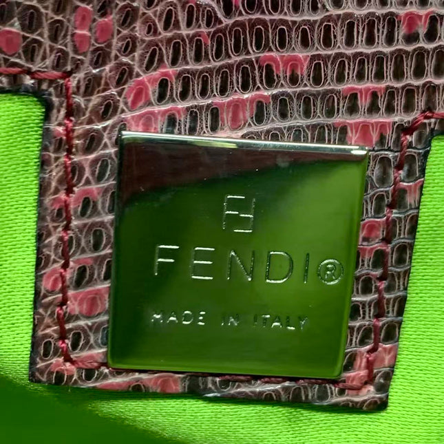 Fendi Baguette Purple Lizard Skin Leather Handbag