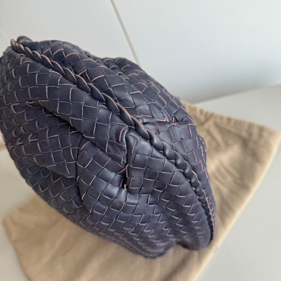 Bottega Veneta Belly Hobo Intrecciato Lambskin Leather Navy 5077 Medium 40cm