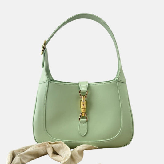Gucci Jackie 1961 Light Green Leather Bag Small with Adjustable Strap-Luxbags