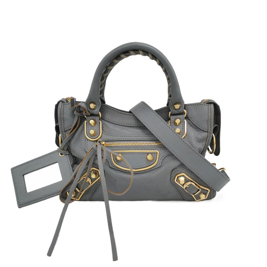 Balenciaga City Bag Grey with Gold hardware Mini Crossbody Bag-Luxbags