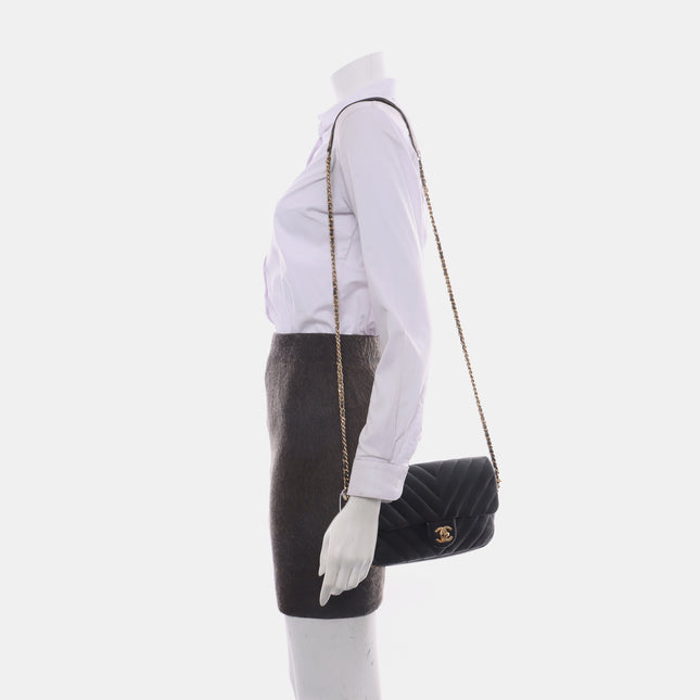 Chanel Classic Flap Mini Chevron Quilted Chain Around Mini Rectangular Flap Black, 2018