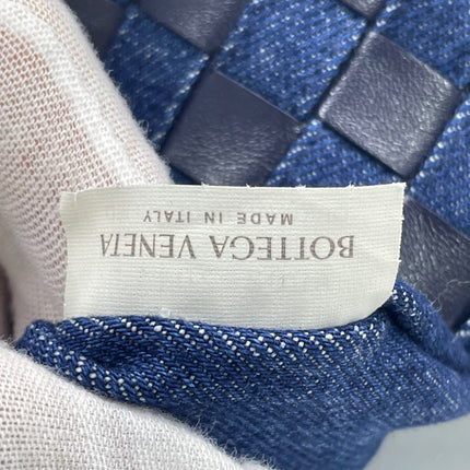 Bottega Veneta Hop Large Leather and Denim Intrecciato Navy Hobo Bag 55cm