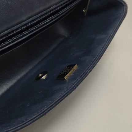 Chanel Classic Flap Mini Rectangular Navy Lambskin Leather Gold Hardware Microchip