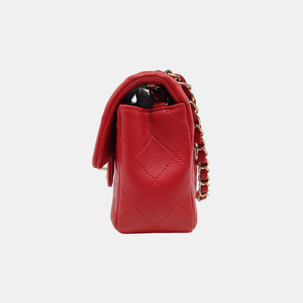 Chanel Classic Flap Mini 2020 Red Lambskin Leather Gold Hardware