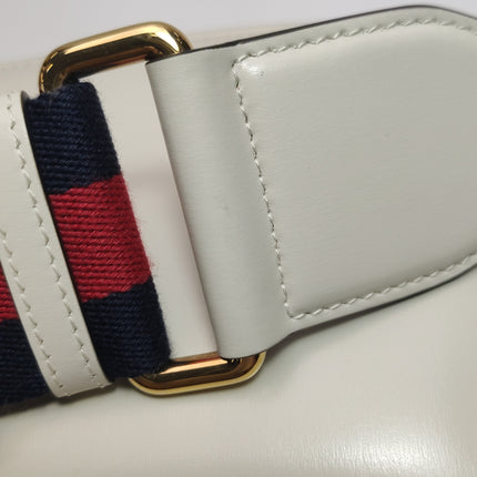 Gucci Bamboo 1947 Top Handle Bag Small White Box Leather Canvas Strap