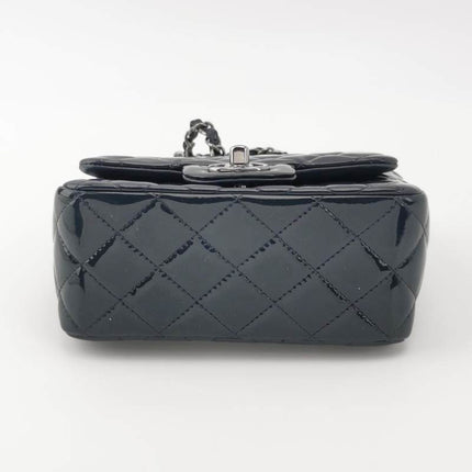 Sold Chanel Mini Square Classic Flap 2014 Navy Patent Leather Crossbody Bag