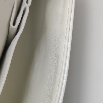 Chanel Classic Flap Medium 2010 White Caviar Leather Gold Hardware