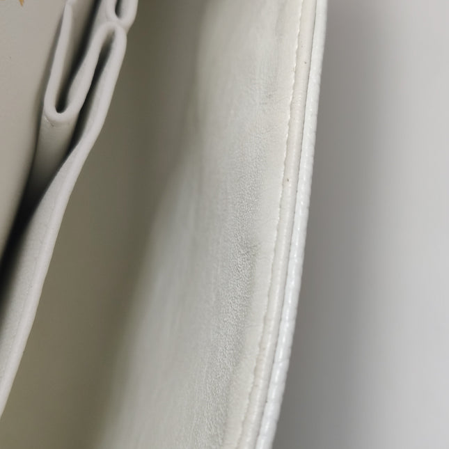 Chanel Classic Flap Medium 2010 White Caviar Leather Gold Hardware