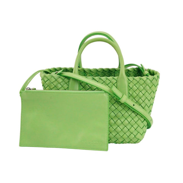 Bottega Veneta Cabat Mini Intreccio Leather Tote Bag Green-Luxbags