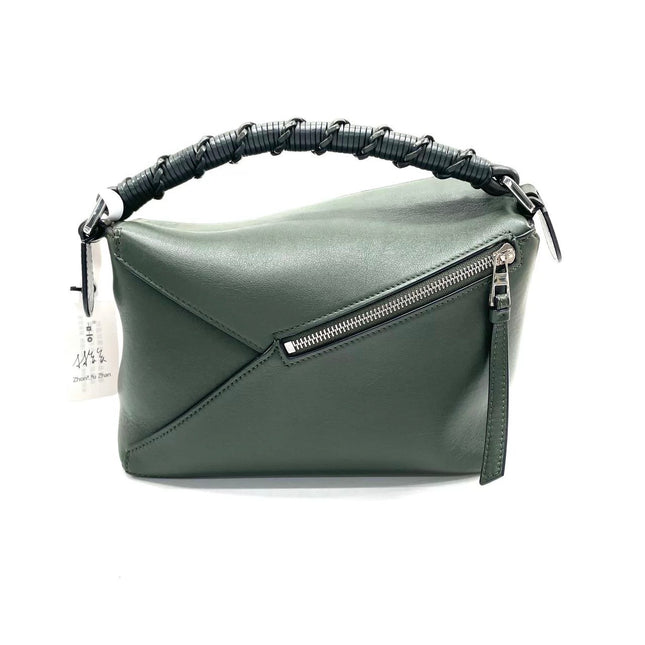 Loewe Puzzle Edge Braided Handle Small Dark Green Nappa Calfskin leather Crossbody bag