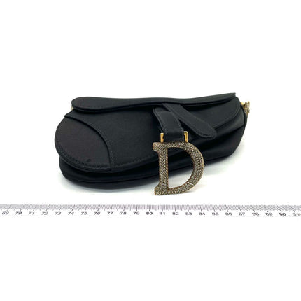 Dior Saddle Mini Silk Black with Crystal Embedded Buckles