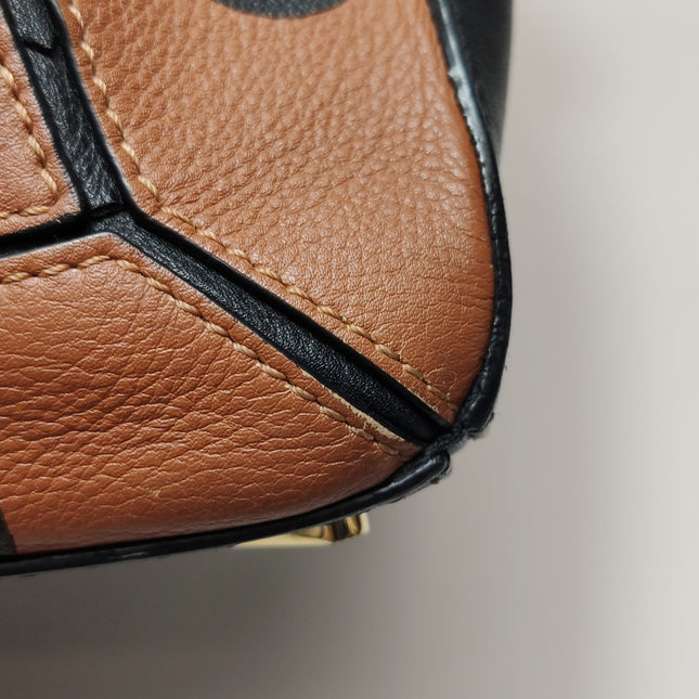 Loewe Puzzle Medium Polka Dots Brown Black Leather