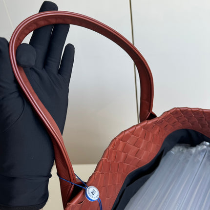 Bottega Veneta Cabat Large Intreccio Leather Tote Bag Burgundy Brick Red