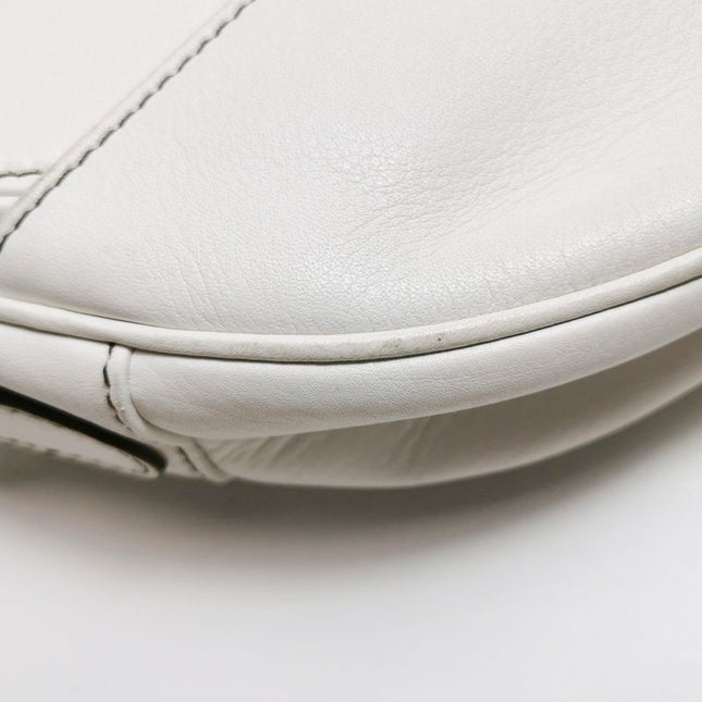 Dior Saddle Vintage Leather White with Silver Hardware
