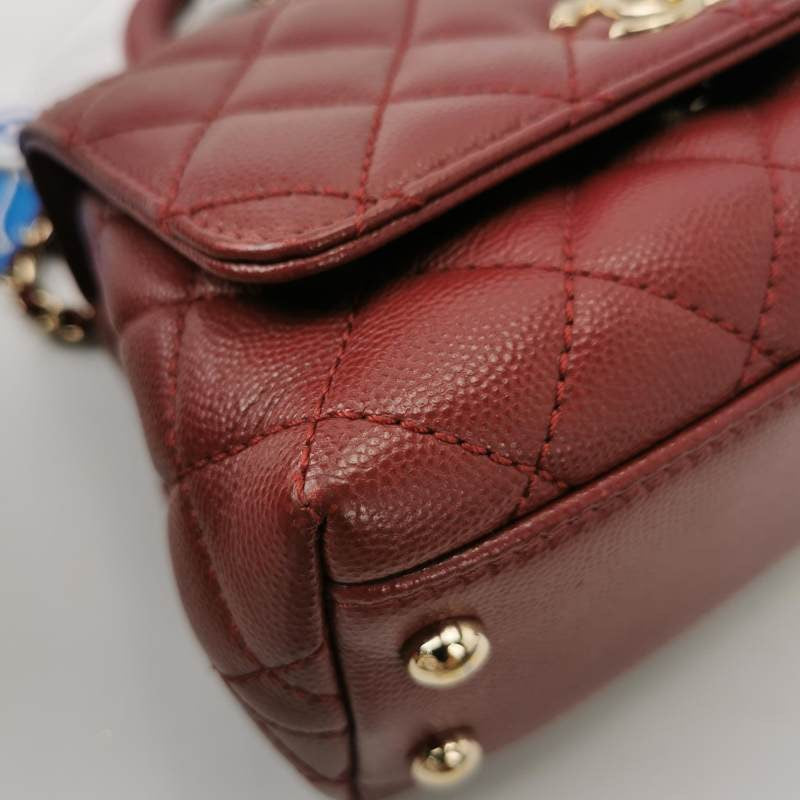 Chanel Coco Handle Mini Burgundy Caviar Leather Crossbody Bag