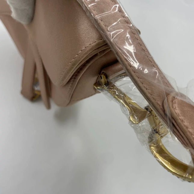 Dior Saddle Mini Pink Silk Satin with Crystal Buckle