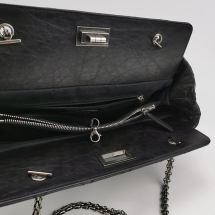 Chanel 2.55 Black Shiny Calfskin leather Tote Bag