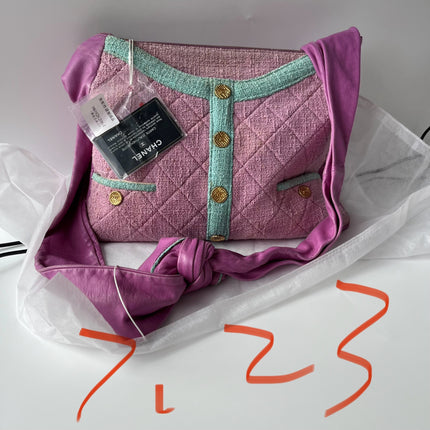 Chanel Large Girl Jacket Bag Lilac Tweed Shoulder Bag 2015