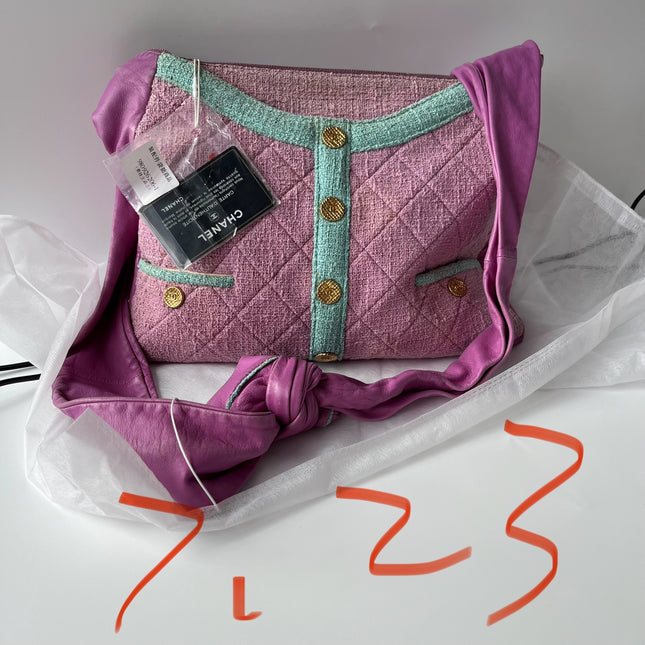 Chanel Large Girl Jacket Bag Lilac Tweed Shoulder Bag 2015