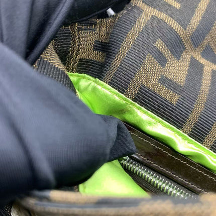 Fendi Baguette Zucca Monogram with Straw Floral Embroidery