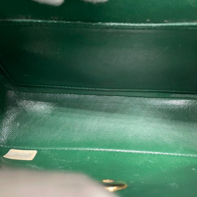 Chanel Vintage Classic Flap Mini Square Green Lambskin 24k Gold HW, 1989-1991