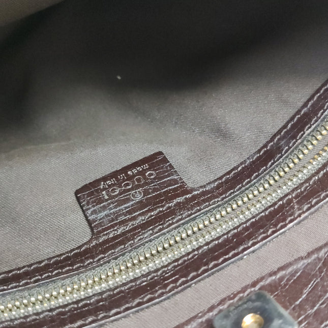 Gucci Large Vintage Brown Monogram and Leather Side Horsebit Shoulder Bag
