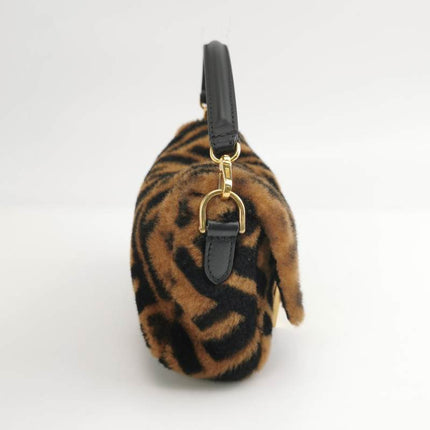 Fendi Baguette Mini Shearling Vitello Dolce Marco FF 1974 Tobacco Black Brown Zucca