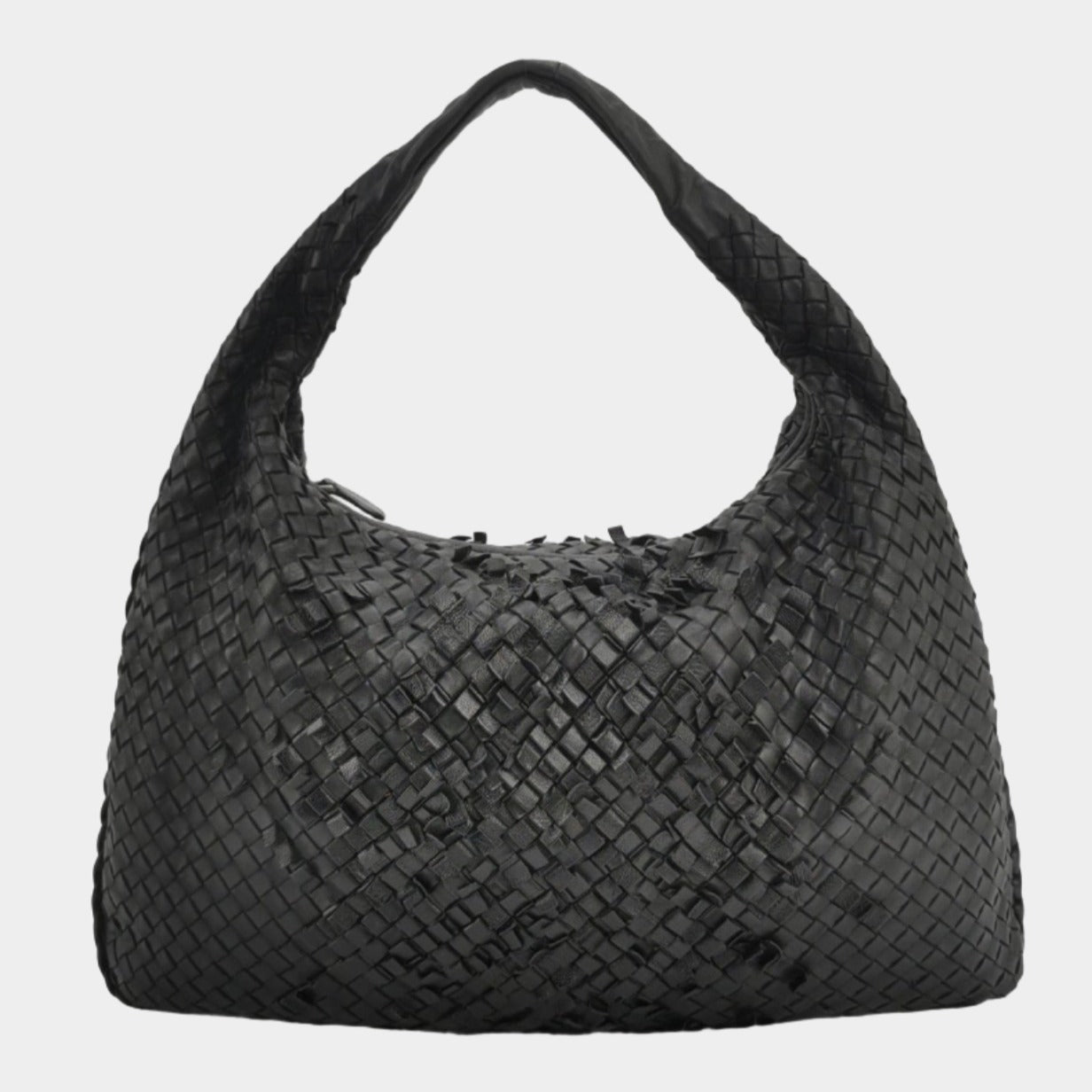 Bottega Veneta Intrecciato Hobo Bag Medium Black Lambskin leather 45cm-Luxbags