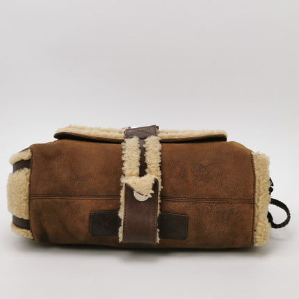 Dior Flight Medium Brown Shearling Leather Shoulder Bag