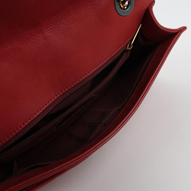 Chanel Classic Flap Medium Happy Stitch Red Aged Calfskin Leather Gold Hardware, 2015-2016