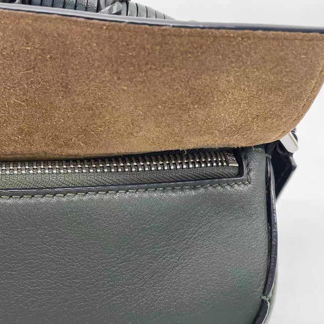 Loewe Puzzle Edge Braided Handle Small Dark Green Nappa Calfskin leather Crossbody bag