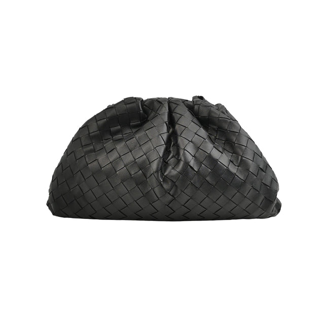 Bottega Veneta Pouch Large Intrecciato Black Calfskin Leather Clutch